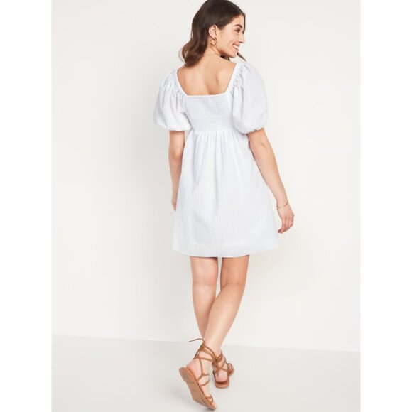 Old Navy Fit & Flare Puff-Sleeve Seersucker All-Day Mini Dress - Picture 3 of 12